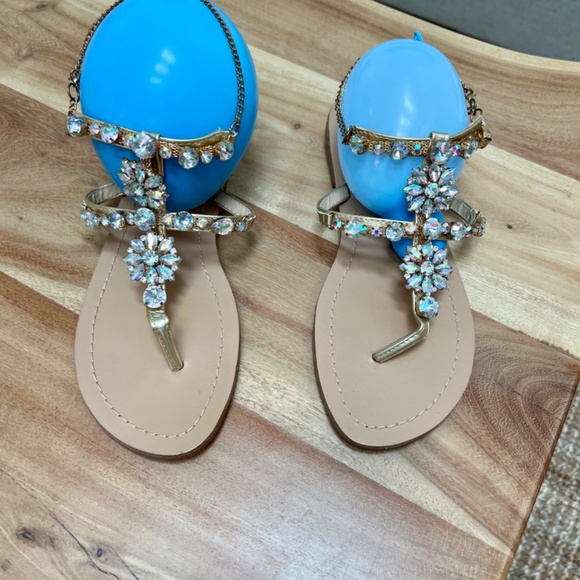 Rhinestone Chain Gladiator sandals size 7 - Picture 4 of 5